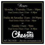 Chessies Restaurant Hours